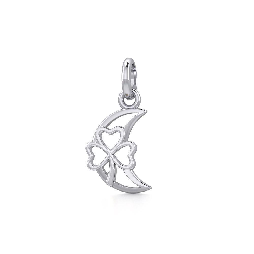 The Shamrock in Crescent Moon Silver Pendant TPD5268