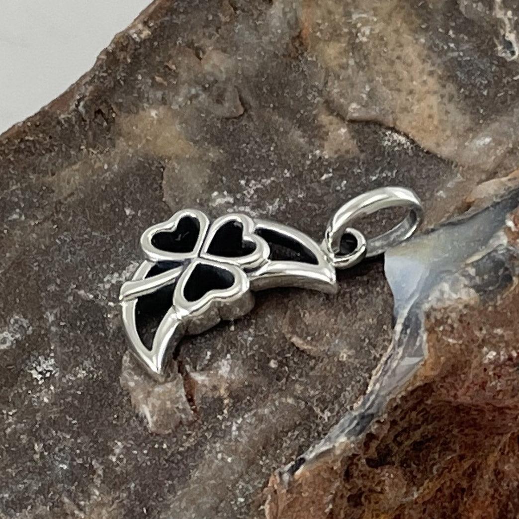 The Shamrock in Crescent Moon Silver Pendant TPD5268