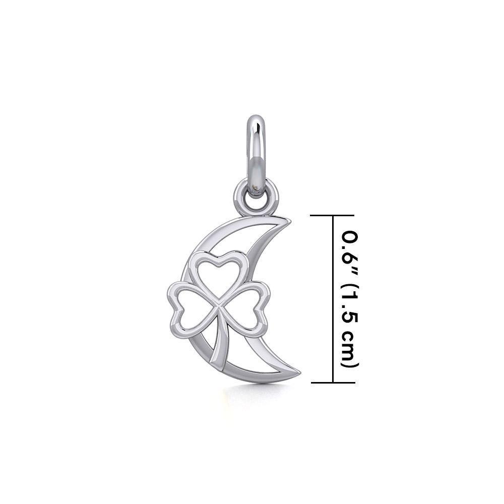 The Shamrock in Crescent Moon Silver Pendant TPD5268