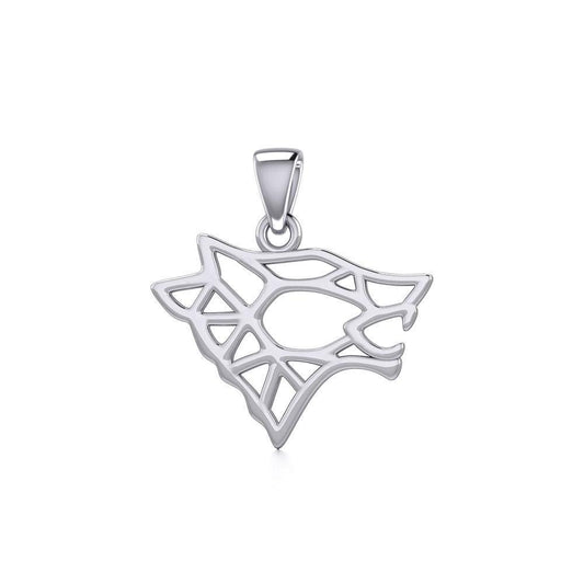 Geometric Wolf Silver Pendant TPD5270