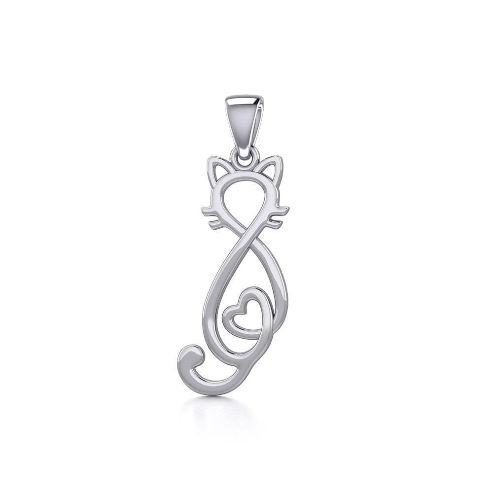 Cat with Heart Silver Pendant TPD5281