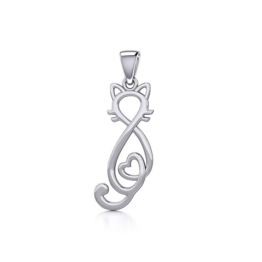 Cat with Heart Silver Pendant TPD5281