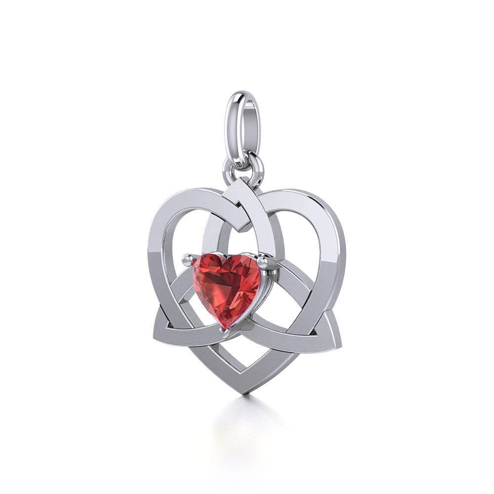 The Celtic Trinity Heart Silver Pendant with Gemstone TPD5287