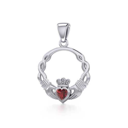 Silver Claddagh Silver Pendant with Gemstone TPD5294