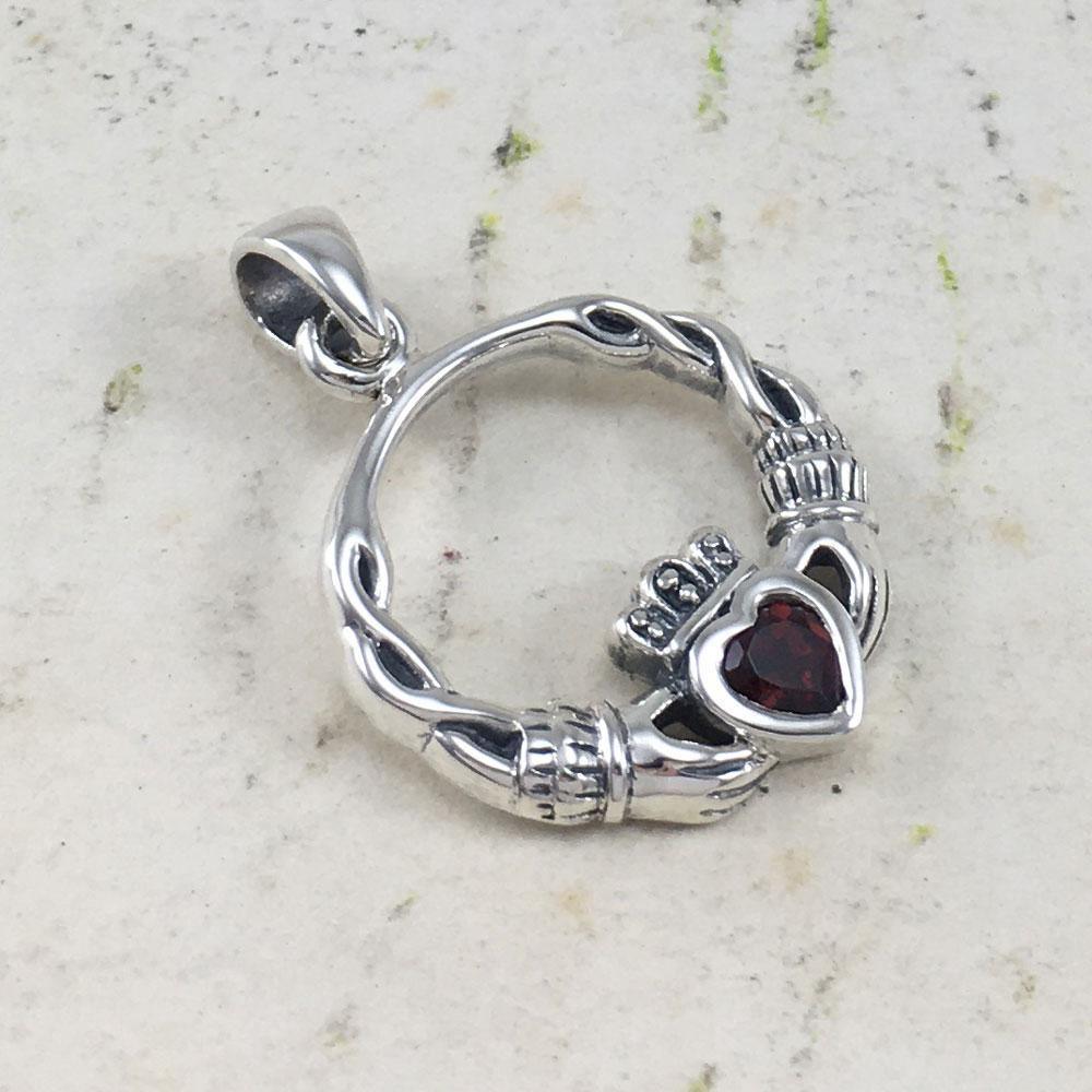 Silver Claddagh Silver Pendant with Gemstone TPD5294