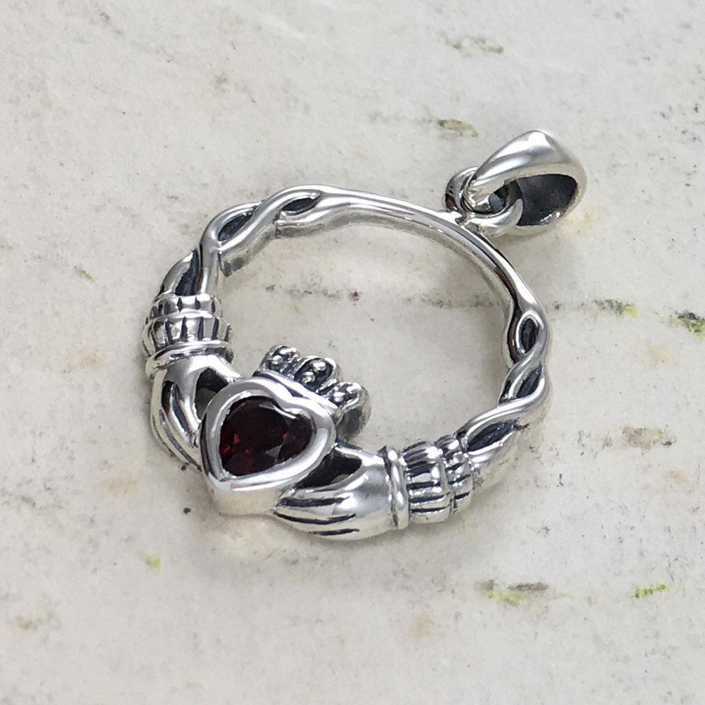 Silver Claddagh Silver Pendant with Gemstone TPD5294