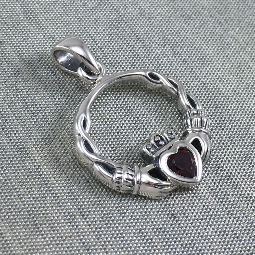 Silver Claddagh Silver Pendant with Gemstone TPD5294