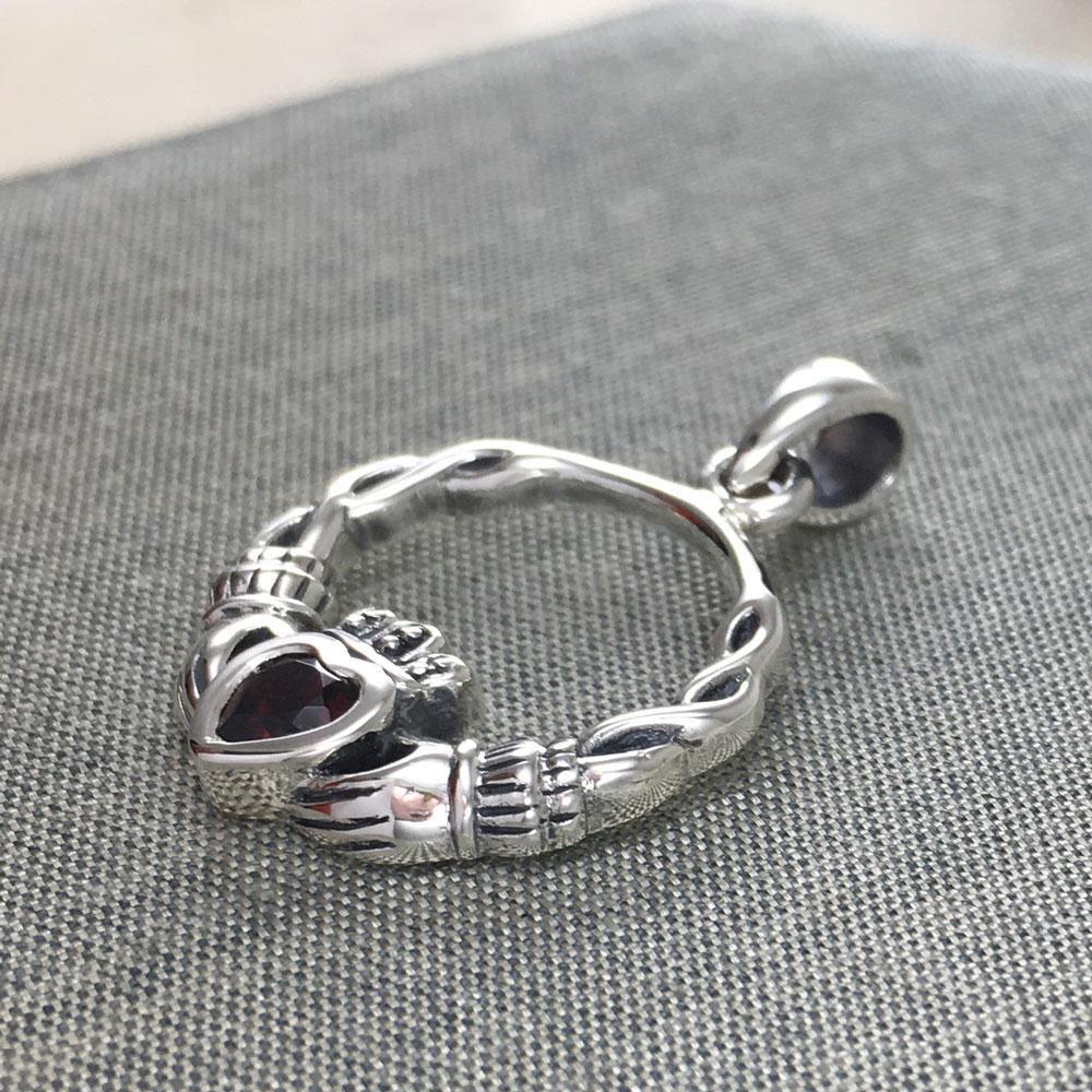 Silver Claddagh Silver Pendant with Gemstone TPD5294