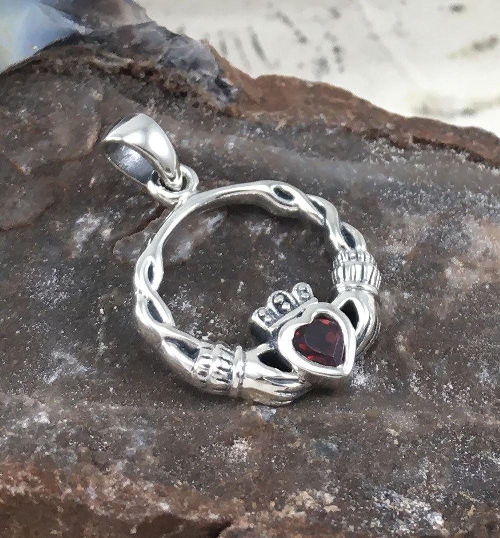 Silver Claddagh Silver Pendant with Gemstone TPD5294
