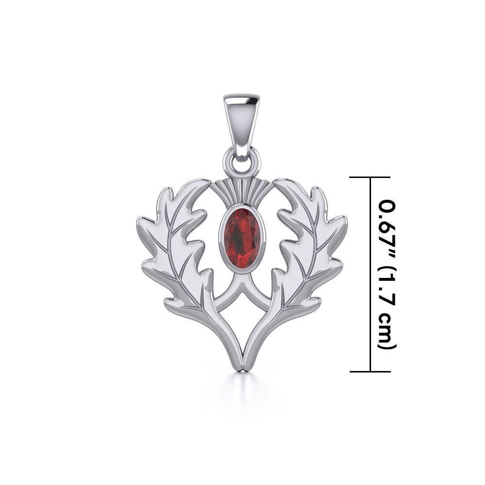 Thistle Silver Pendant with Gemstone TPD5295