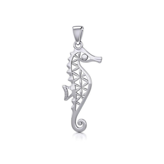 Flower of Life Seahorse Sterling Silver Pendant TPD5299