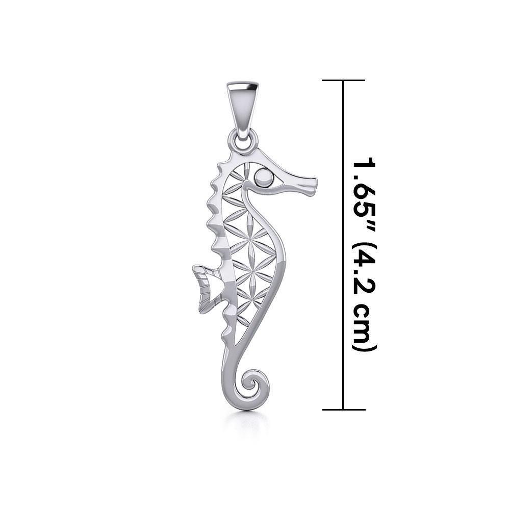 Flower of Life Seahorse Sterling Silver Pendant TPD5299