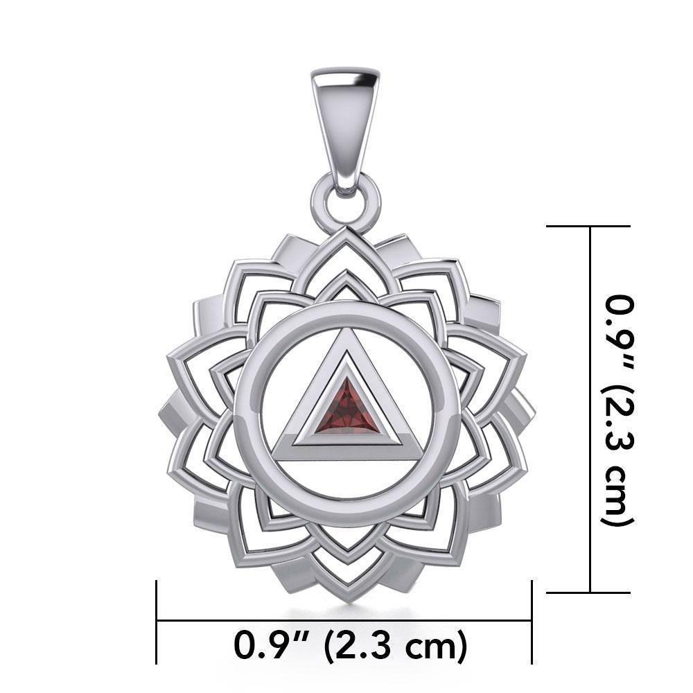 Crown Chakra with Recovery Gemstone Symbols Silver Pendant TPD5307