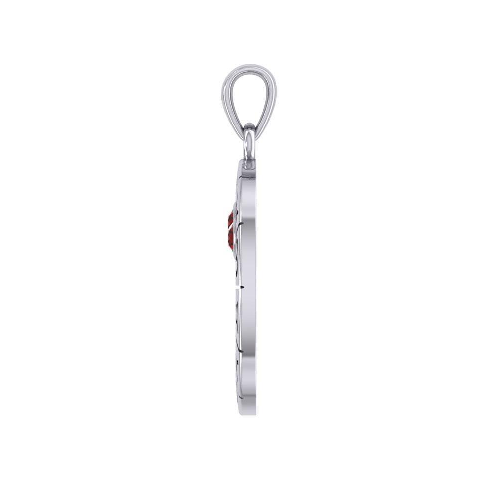 Zodiac Wheel with Awen The Three Rays of Light Silver Pendant TPD5308