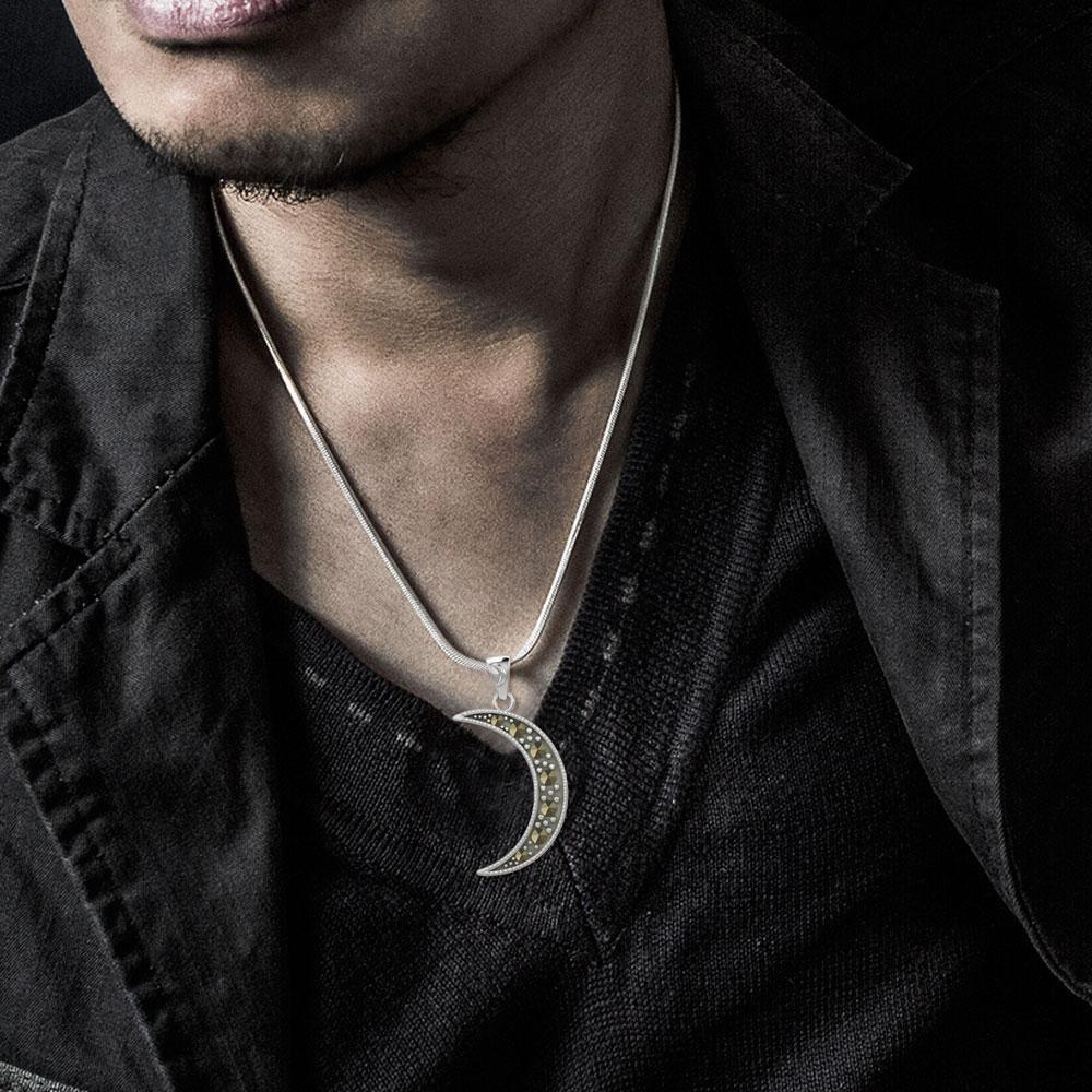 Sterling Silver Crescent Moon Pendant with Marcasite TPD5315