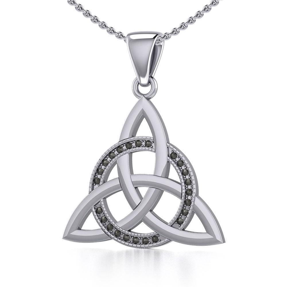 Sterling Silver Celtic Triquetra Pendant with Marcasite TPD5316
