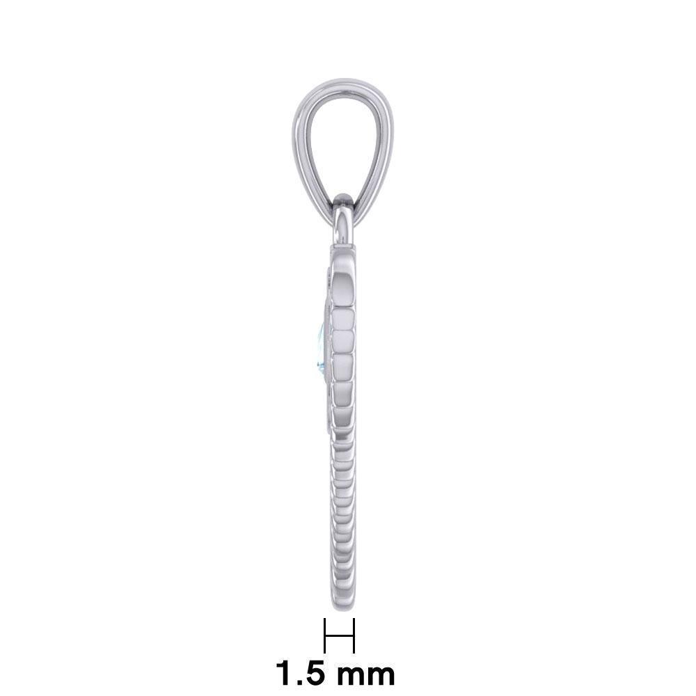 Silver Angel Wings Pendant with Inlaid Recovery Symbol TPD5320