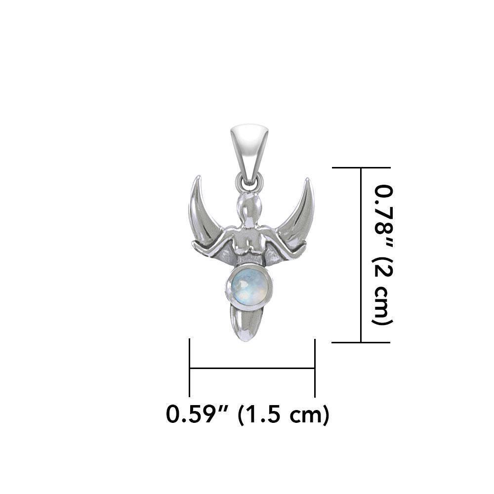 Goddess with Crescent Moon Silver Pendant with Gemstone TPD5333