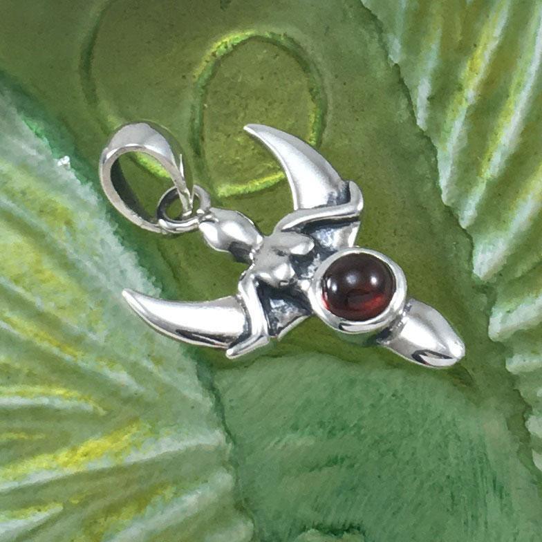 Goddess with Crescent Moon Silver Pendant with Gemstone TPD5333