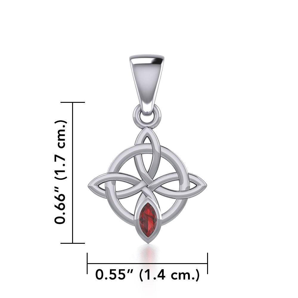 Celtic Quaternary Knot Silver Pendant with Gemstone TPD5336