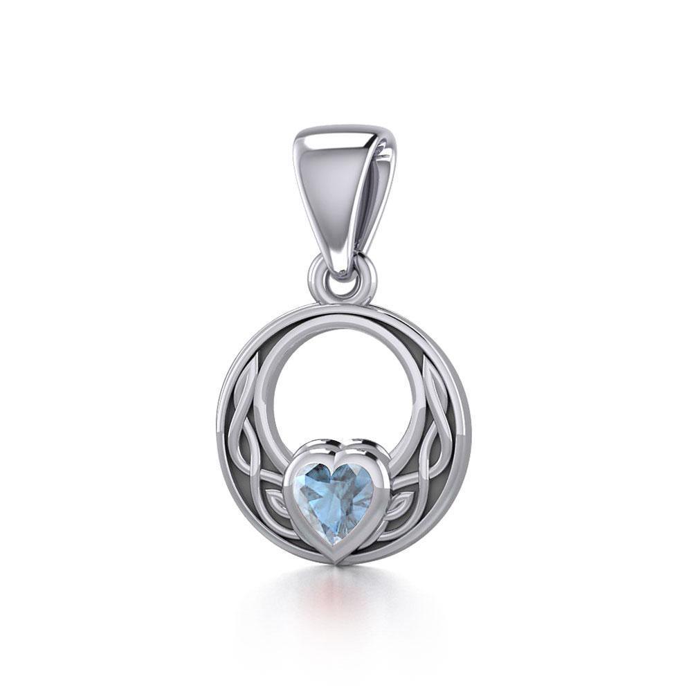 Celtic Knot Silver Pendant with Heart Gemstone TPD5343