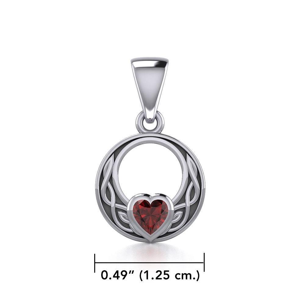 Celtic Knot Silver Pendant with Heart Gemstone TPD5343