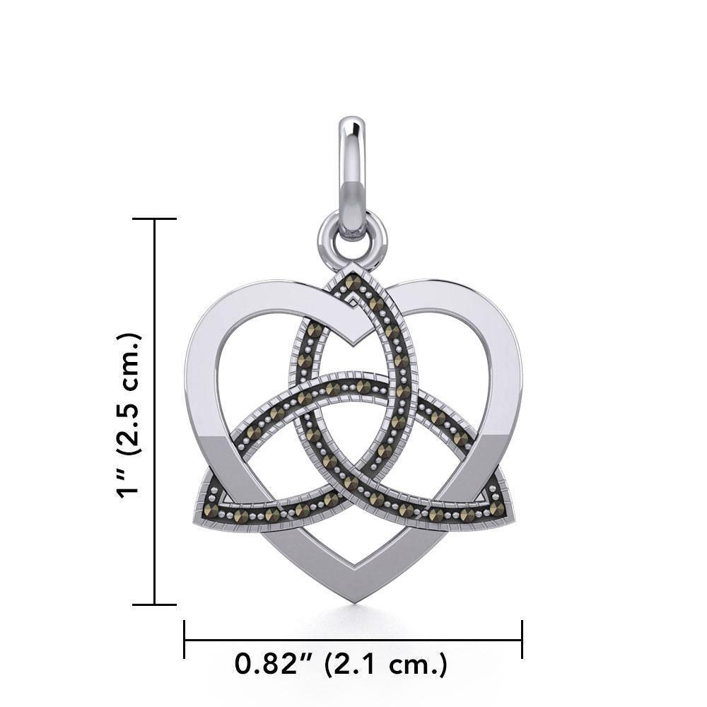 Marcasite Trinity in Heart Silver Pendant TPD5344