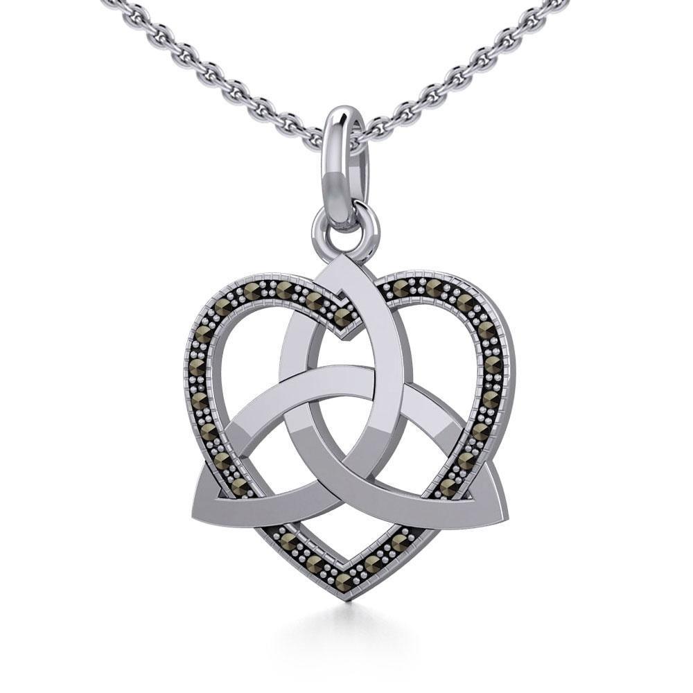 Trinity in Marcasite Heart Silver Pendant TPD5345