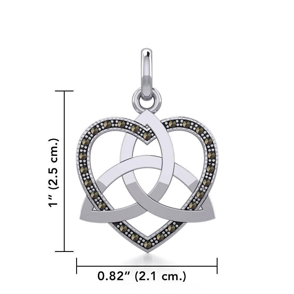 Trinity in Marcasite Heart Silver Pendant TPD5345