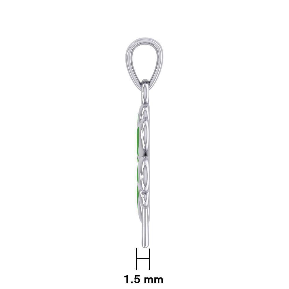 Lucky Four Leaf Clover Silver Pendant with Enamel TPD5349