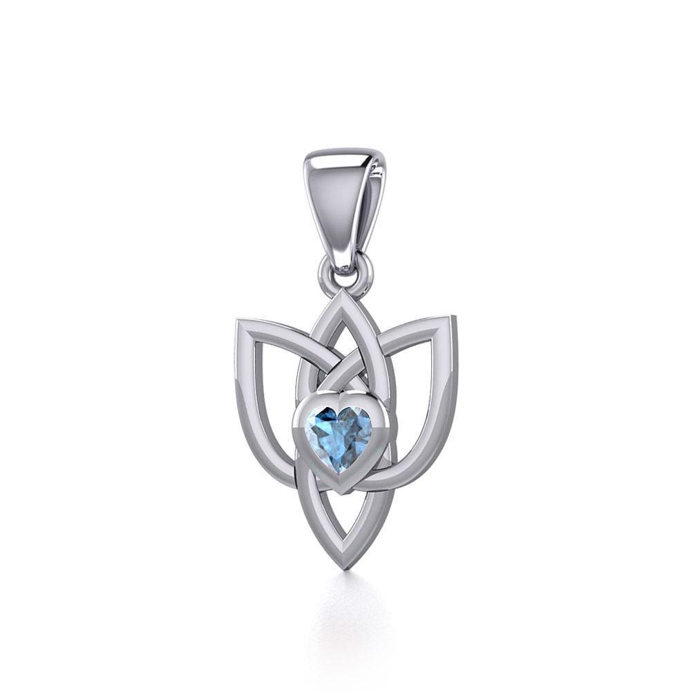 Celtic Knotwork Silver Pendant with Heart Gemstone TPD5354