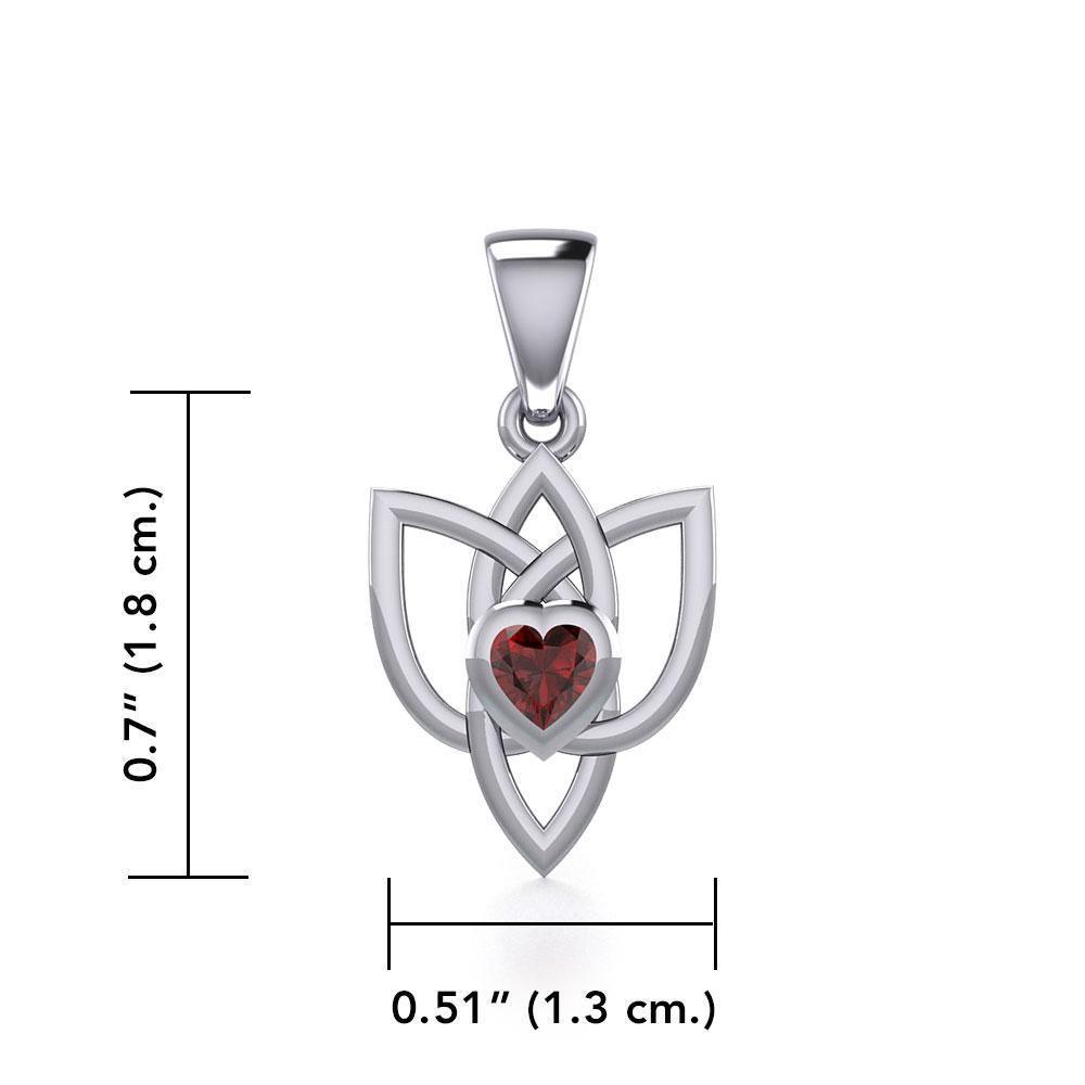 Celtic Knotwork Silver Pendant with Heart Gemstone TPD5354