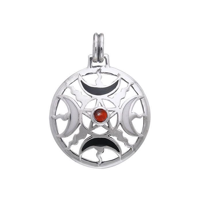 Sun Fire Moon Silver Pendant With Gem and Enamel TPD536