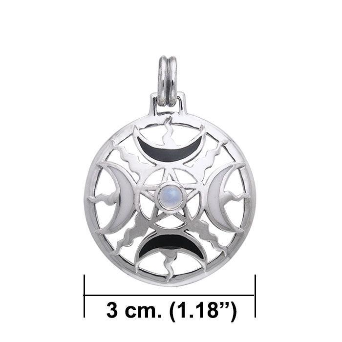 Sun Fire Moon Silver Pendant With Gem and Enamel TPD536 - peterstone.dropshipping