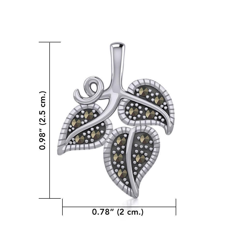 Vine Flower Silver Slider Pendant with Marcasite TPD5361