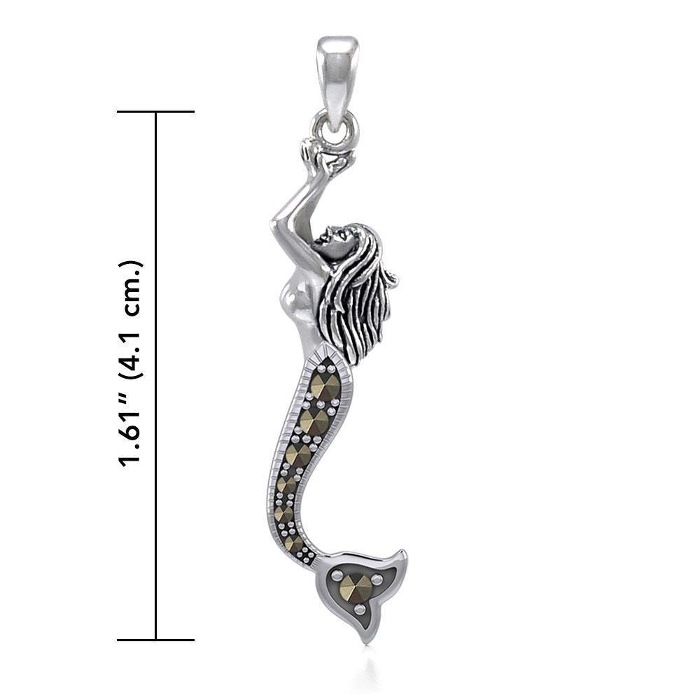 The Swimming Mermaid Silver Pendant with Marcasite TPD5363