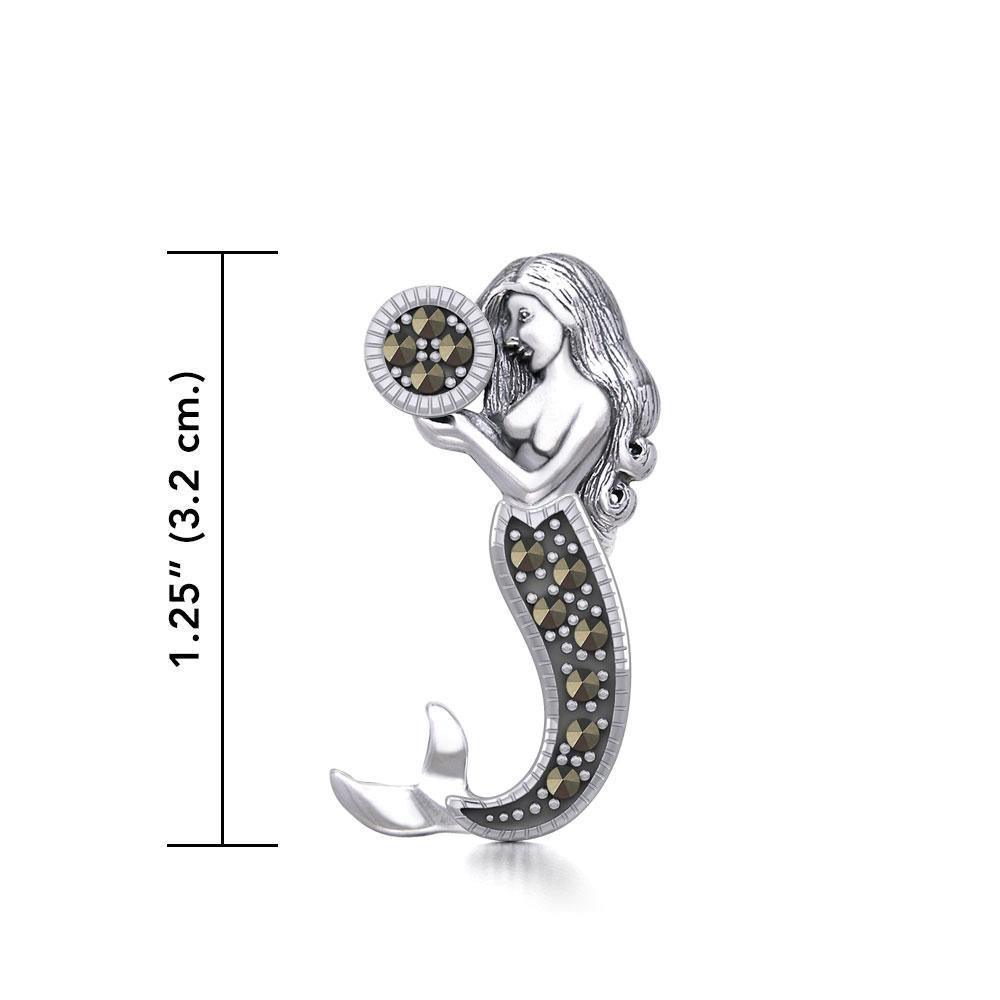 The Goddess Mermaid Silver Pendant with Marcasite TPD5364