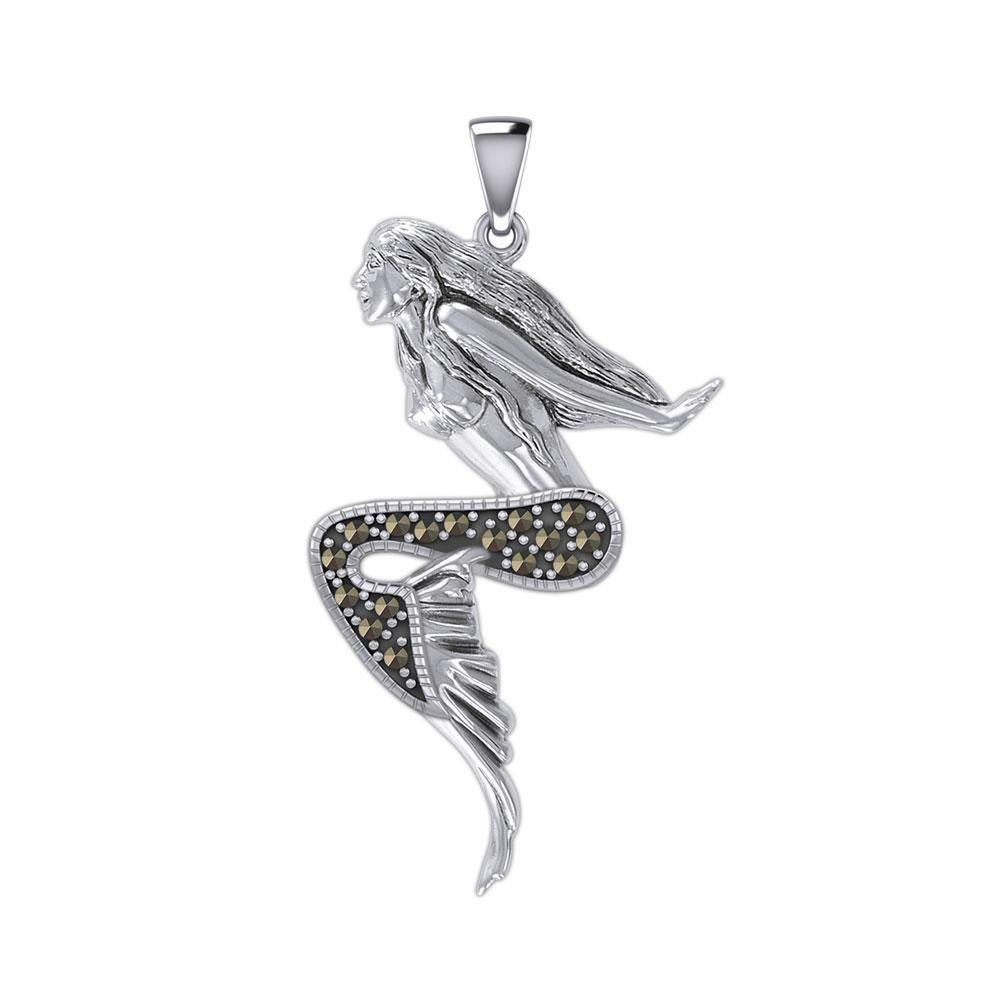 The Goddess Mermaid Silver Pendant with Marcasite TPD5369