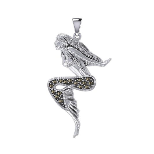The Goddess Mermaid Silver Pendant with Marcasite TPD5369