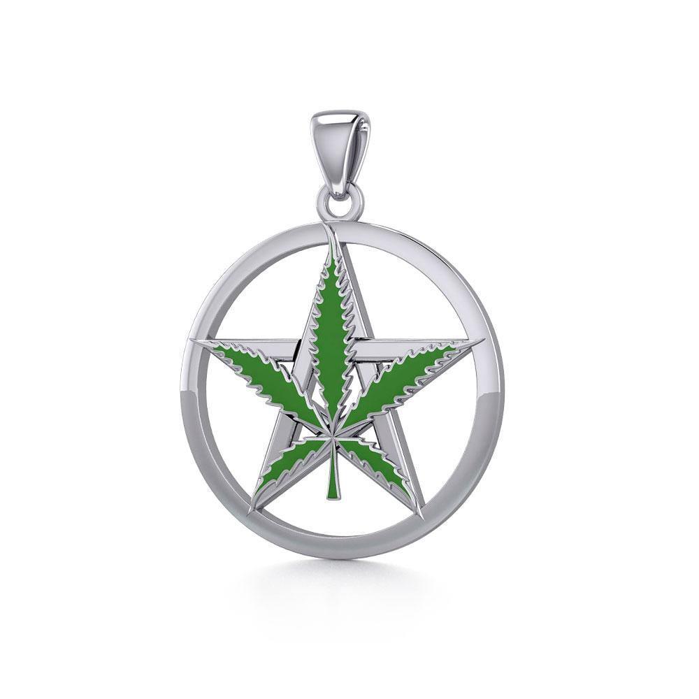 Oberon Zell Greenleaf Pentagram Silver Pendant with Enamel TPD5372