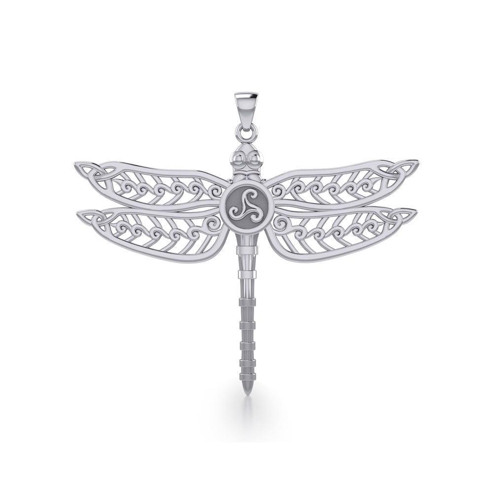 The Celtic Dragonfly with Triskele Silver Pendant TPD5385