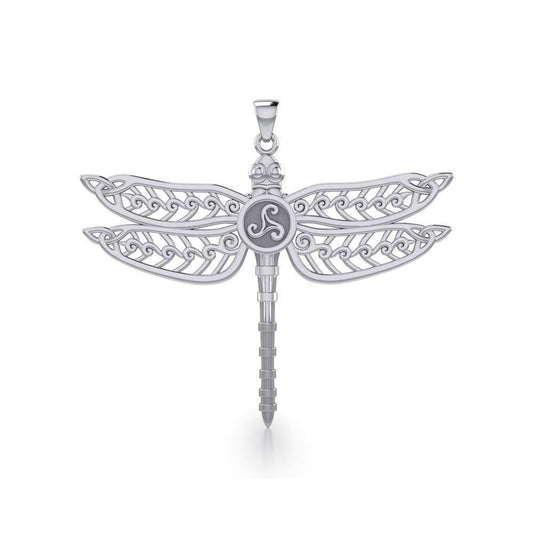 The Celtic Dragonfly with Triskele Silver Pendant TPD5385