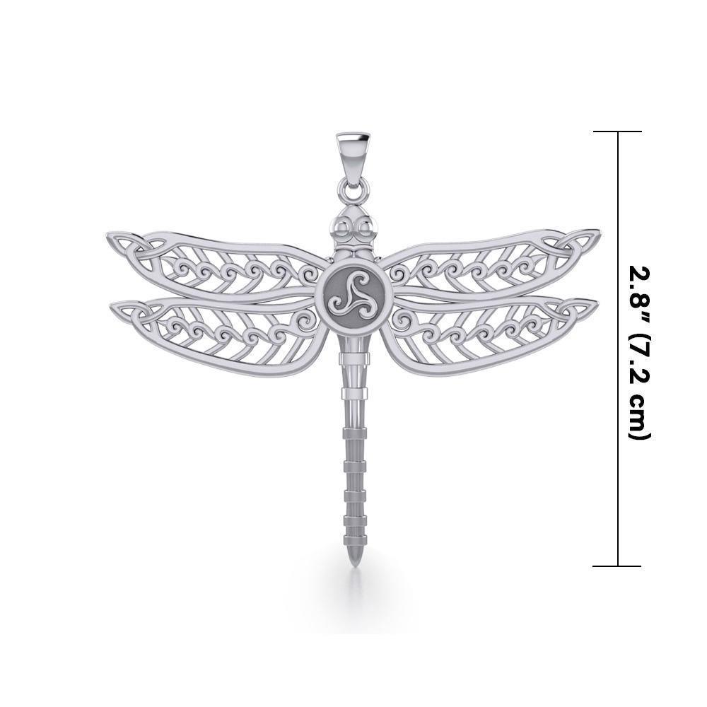 The Celtic Dragonfly with Triskele Silver Pendant TPD5385