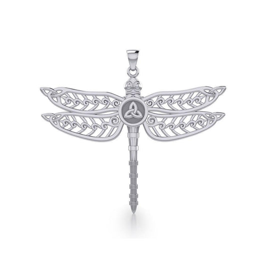 The Celtic Dragonfly with Trinity Knot Silver Pendant TPD5386