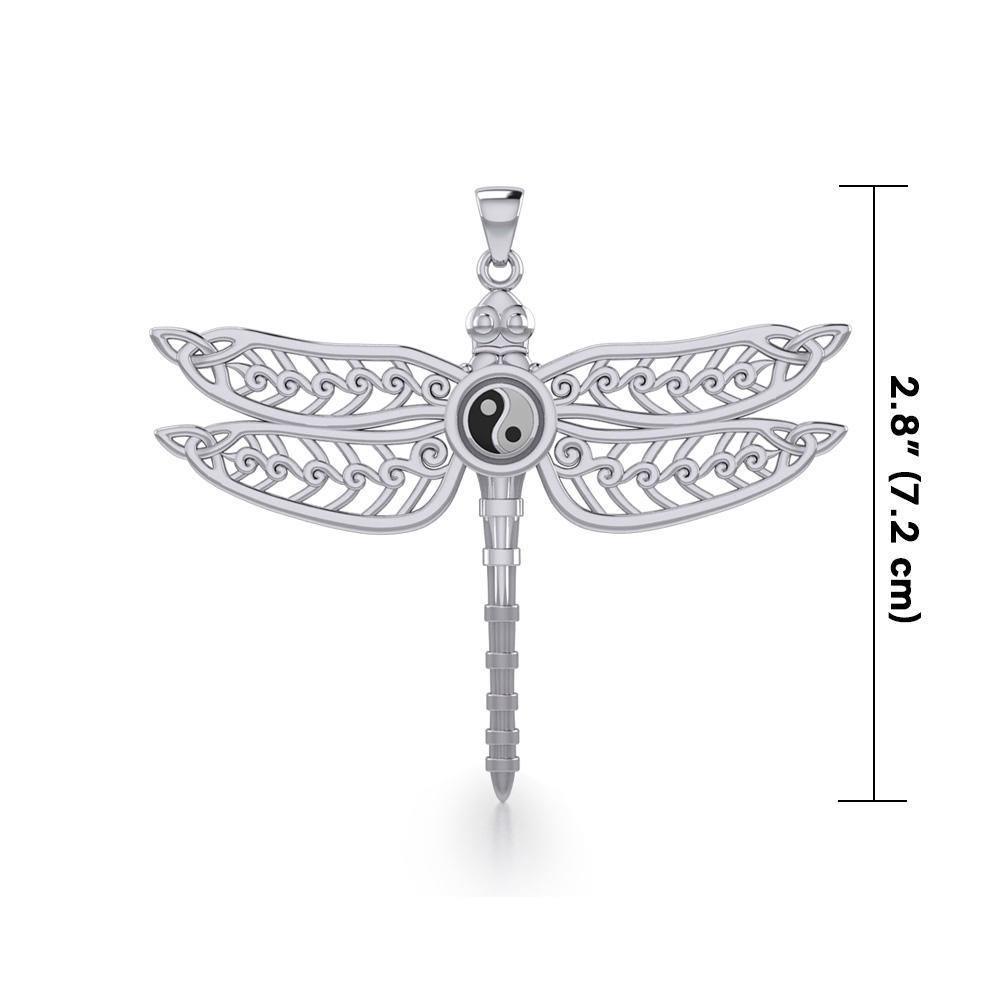 The Celtic Dragonfly with Yin Yang Symbol Silver Pendant TPD5387