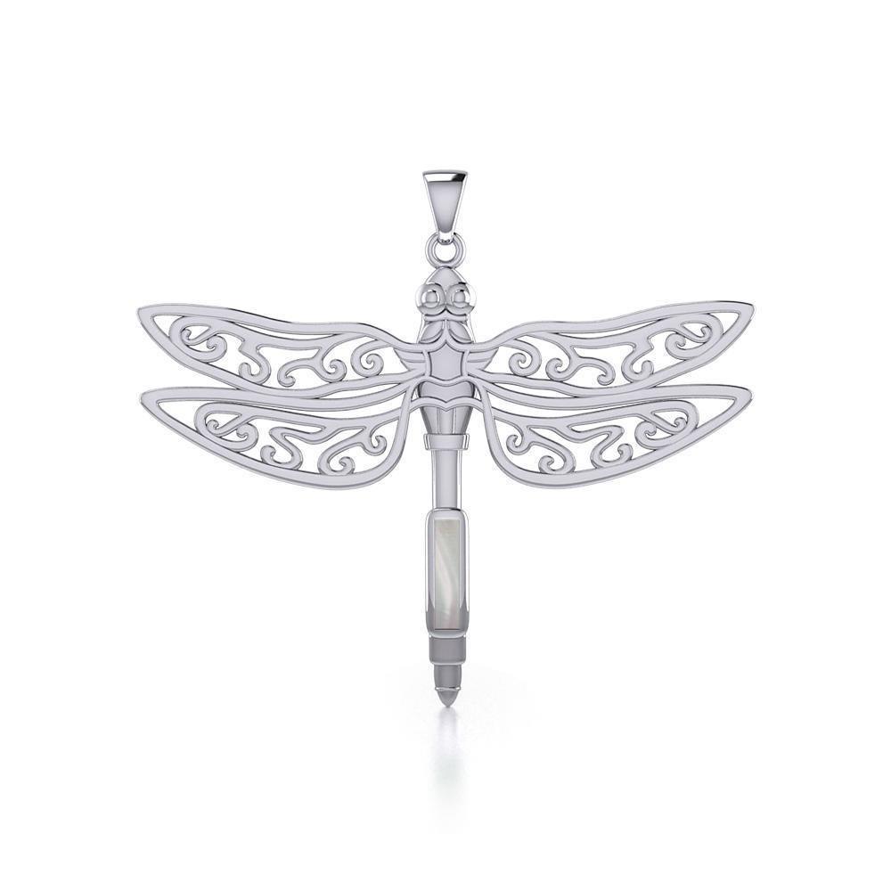 The Celtic Dragonfly with Inlay Stone Silver Pendant TPD5388
