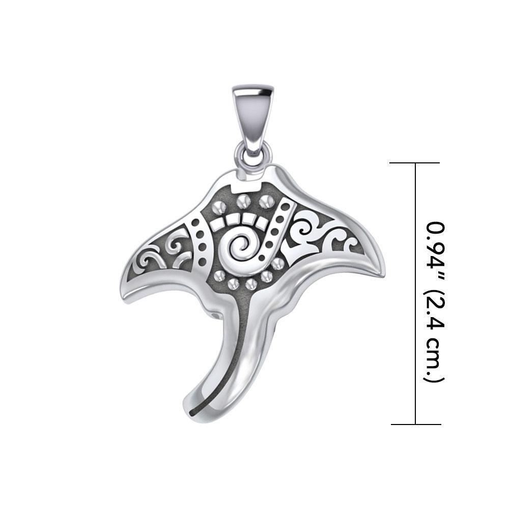 Silver Aboriginal Manta Ray Pendant TPD5394