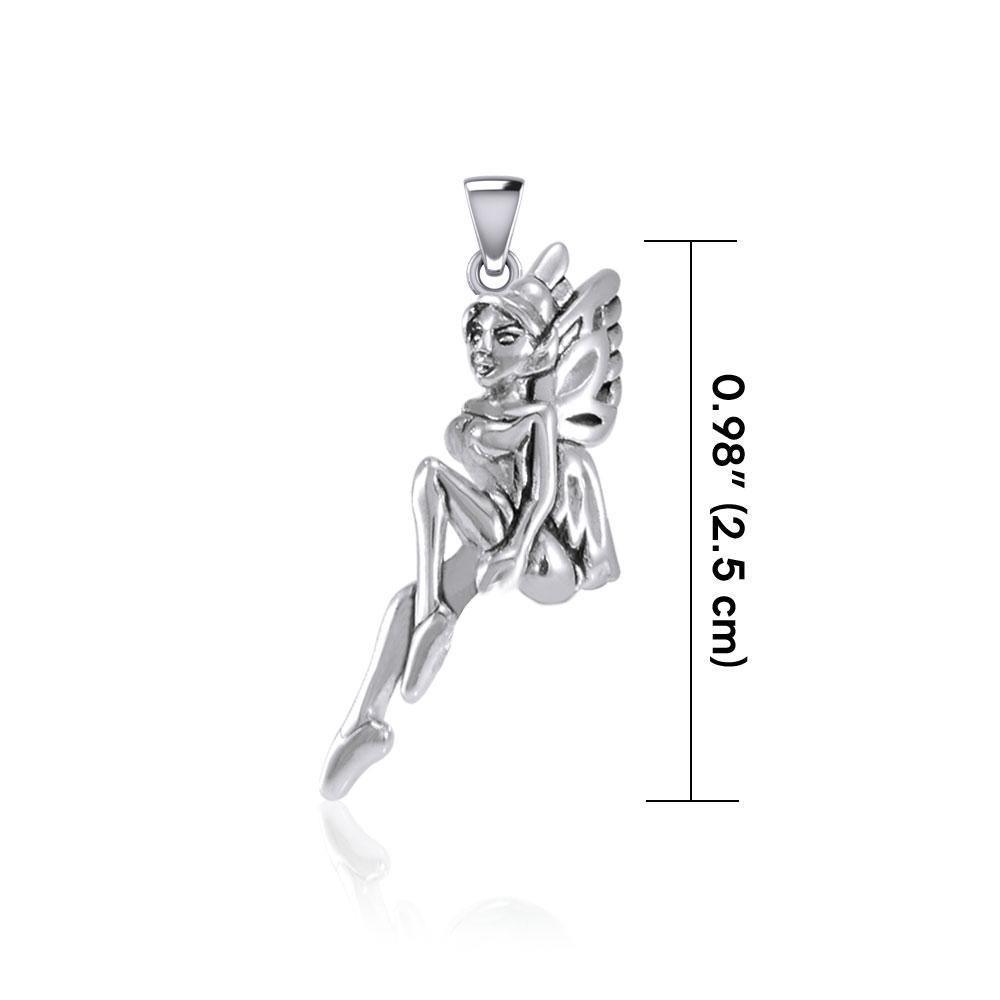 Enchanted Sitting Fairy Silver Pendant TPD5396