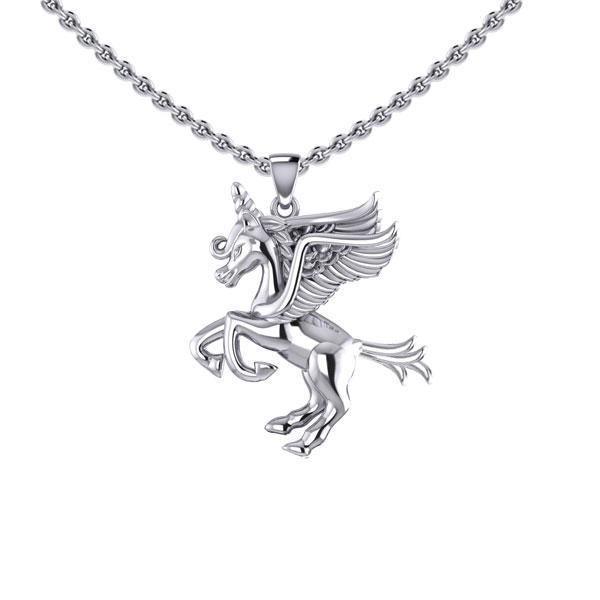 Enchanted Sterling Silver Mythical Unicorn Pendant TPD5400
