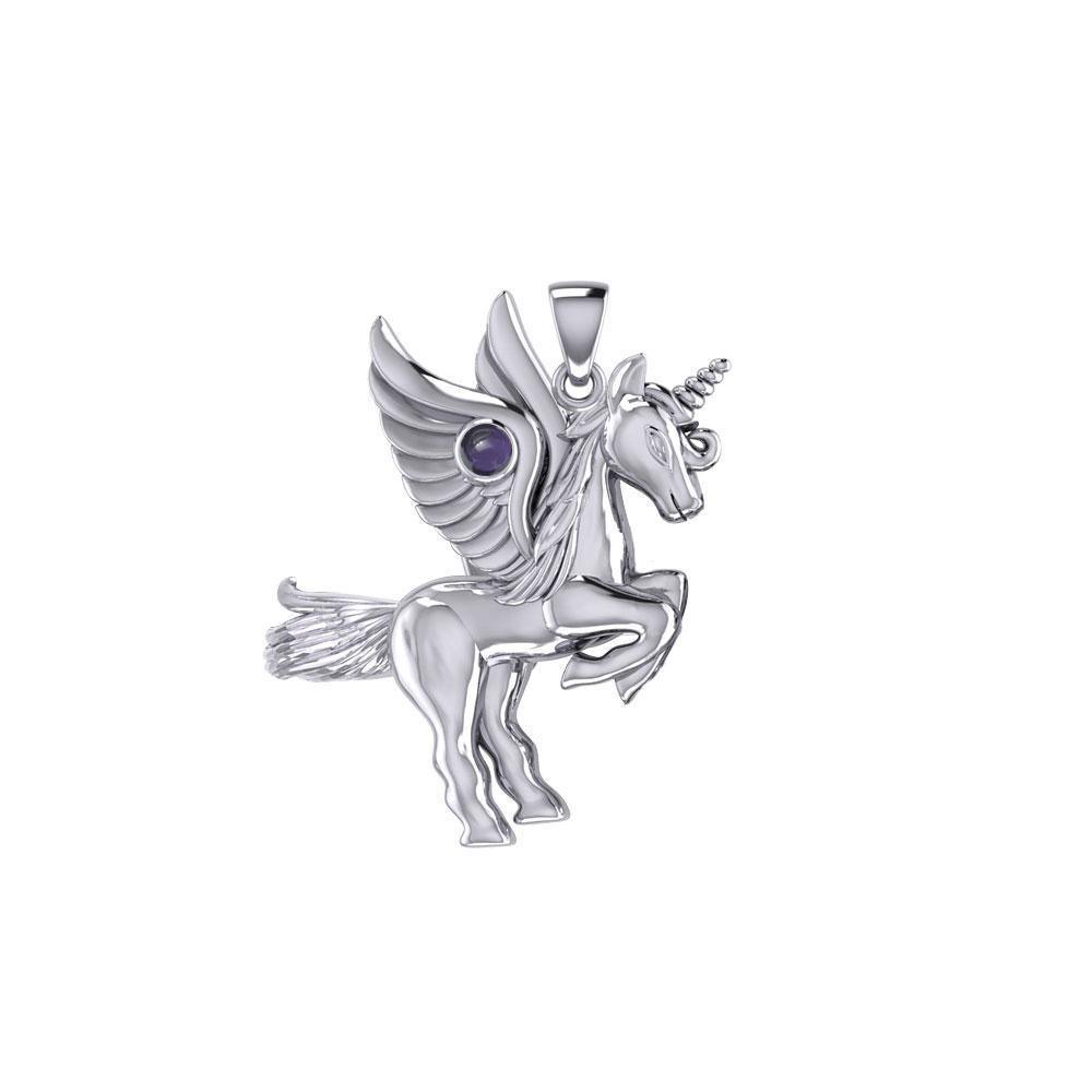 Mythical Unicorn Silver Pendant with Gemstone TPD5401